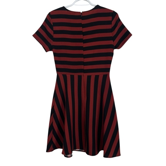 Everly Anthropologie skater retro striped short sleeve zip up dress women small - Picture 5 of 10